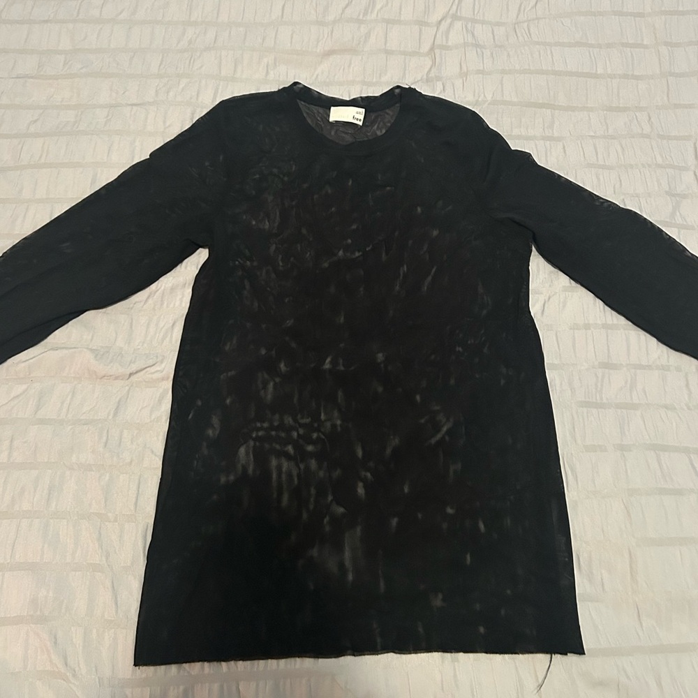 Black Long Sleeve Mesh Top